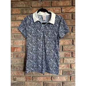 Tommy Bahama Golf Women's Shirt‎ Small Polo 1/4 Zip Floral Beach Blue